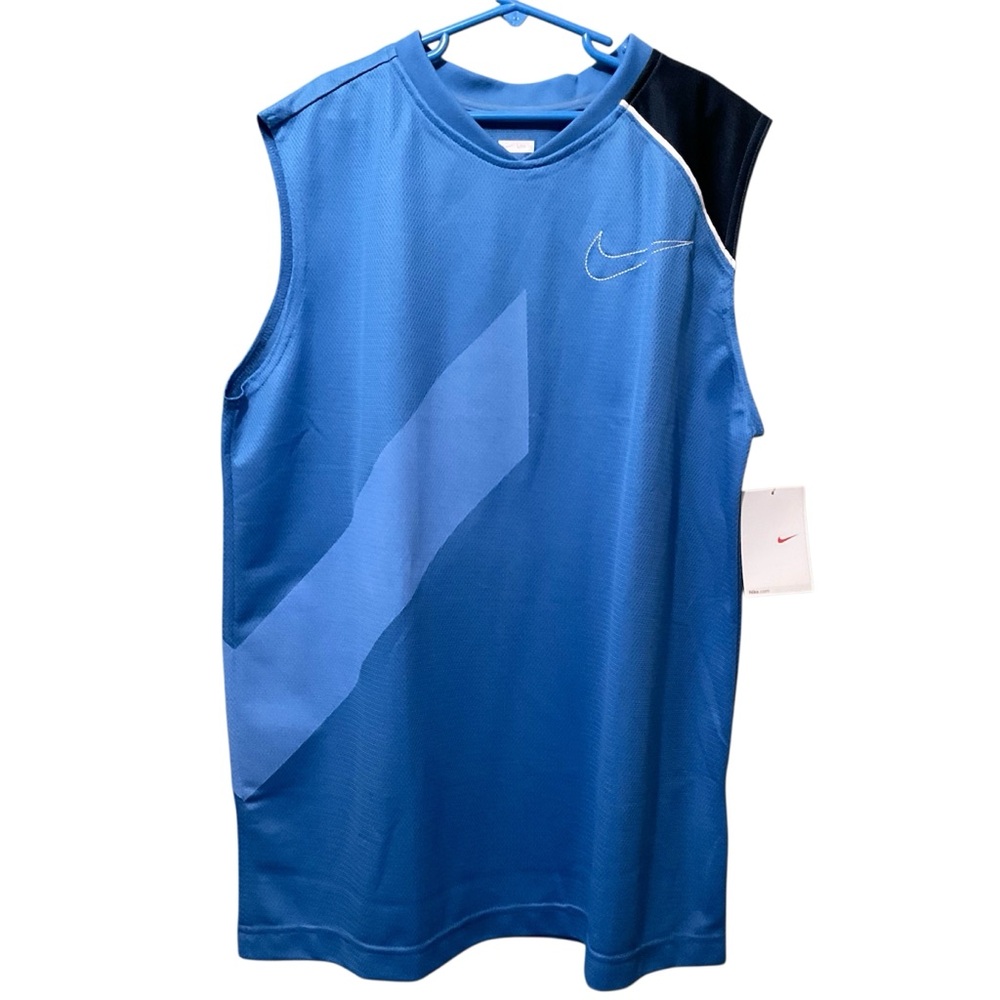 NIKE Basketball Top Sleeveless Athletic Shirt Blue Boys Size Large 14 16 New